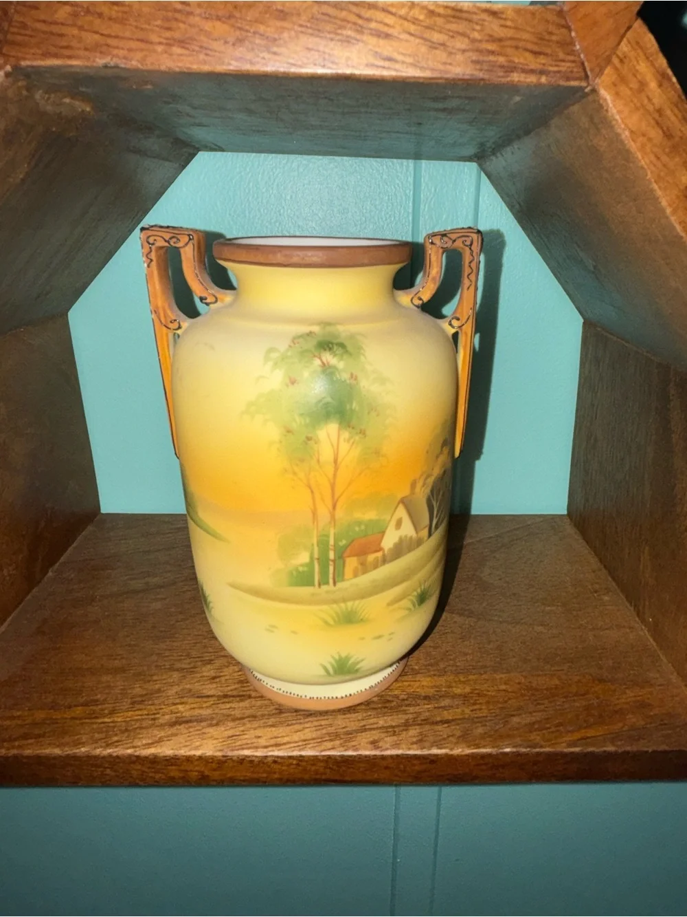 Antique Hand Painted Nippon Two-Handled Vase and free shipping